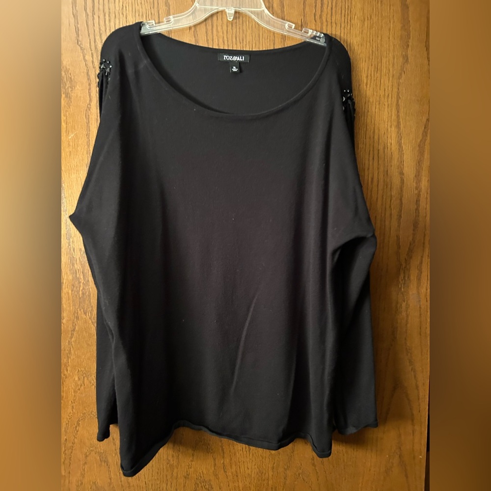 Ladies Soft Roz & Ali Black Sweater w/sparkle XL